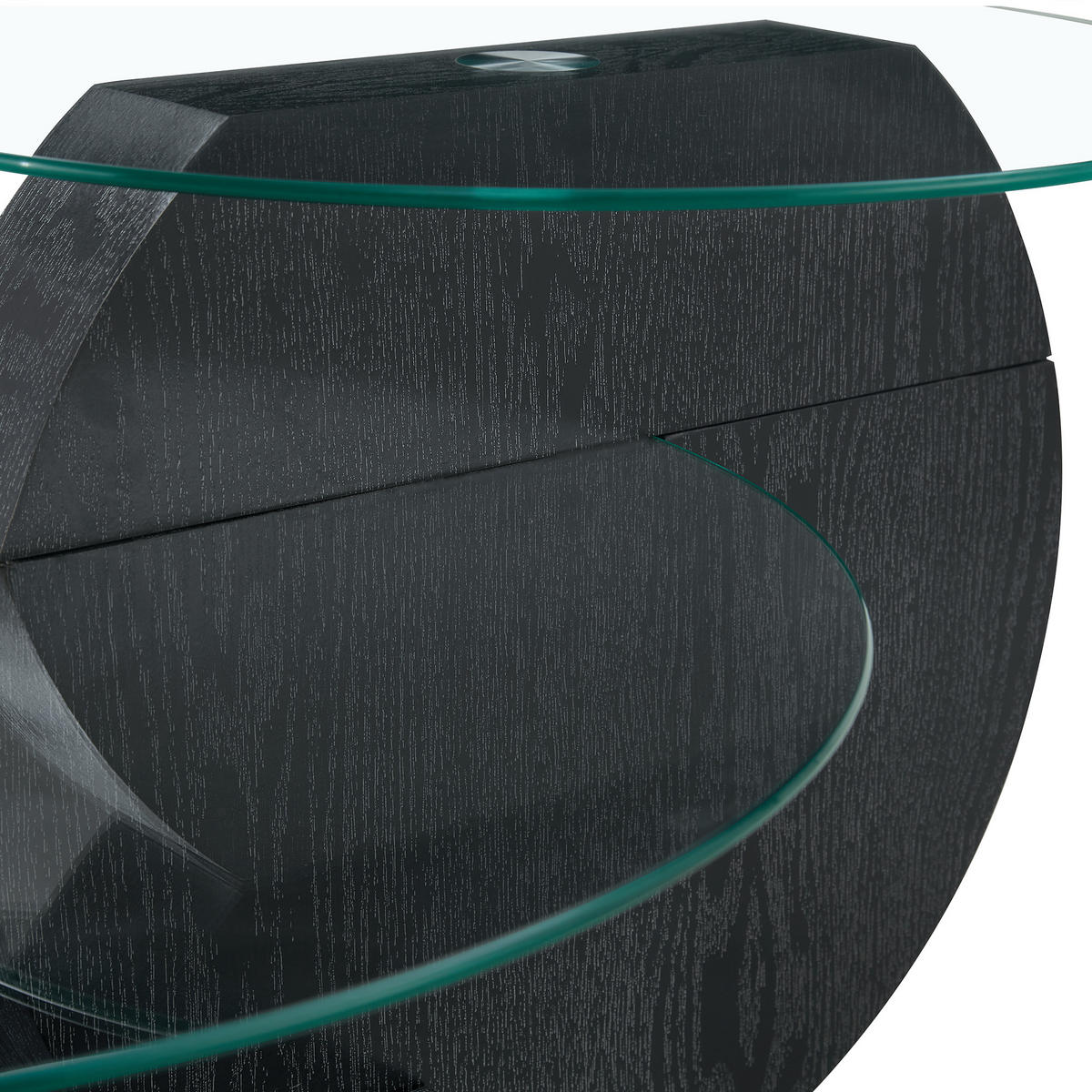 COUCHTISCH 70/70/44 cm Schwarz transparent aus Holzwerkstoff und Glas mit mehrstufigen Ablageflächen - Transparent, Holzwerkstoff (70/70/44cm) - OKWISH