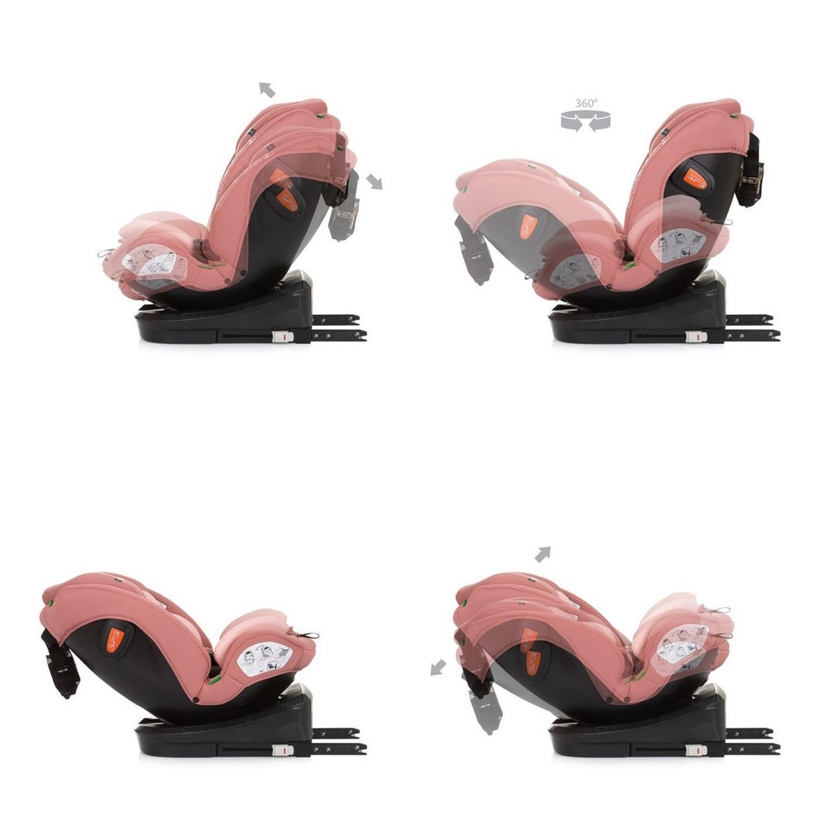 KINDERSITZ Volare i-Size (40-150cm) rosa Isofix, drehbar, SPS, Top Tether - Rosa, Kunststoff (46/78/42cm) - Chipolino