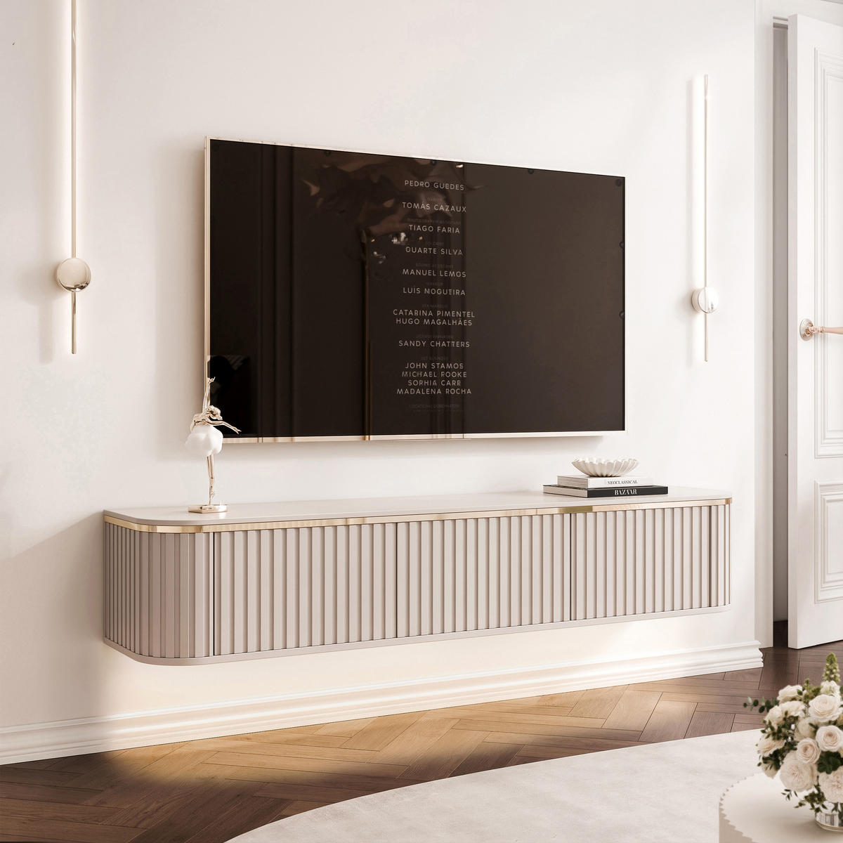TV-LOWBOARD AZELIA Kaschmir hängend mit LED-Beleuchtung 165 cm - Kaschmir, Holzwerkstoff (165/31/35cm) - Idohome