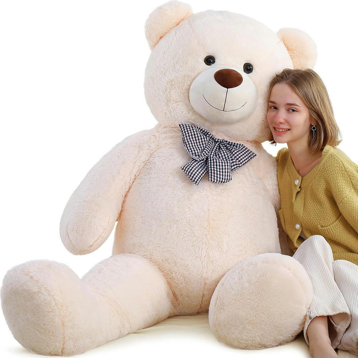 XXXL Kuscheltier Plüschbär 140 cm Beige - Weiß, Fell (90/140cm)