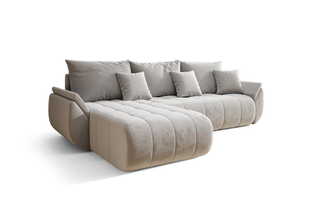 ECKSOFA mit Schlaffunktion TOKYO L Monolith 84 Links - Hellgrau, Textil (280/185cm) - Bedante