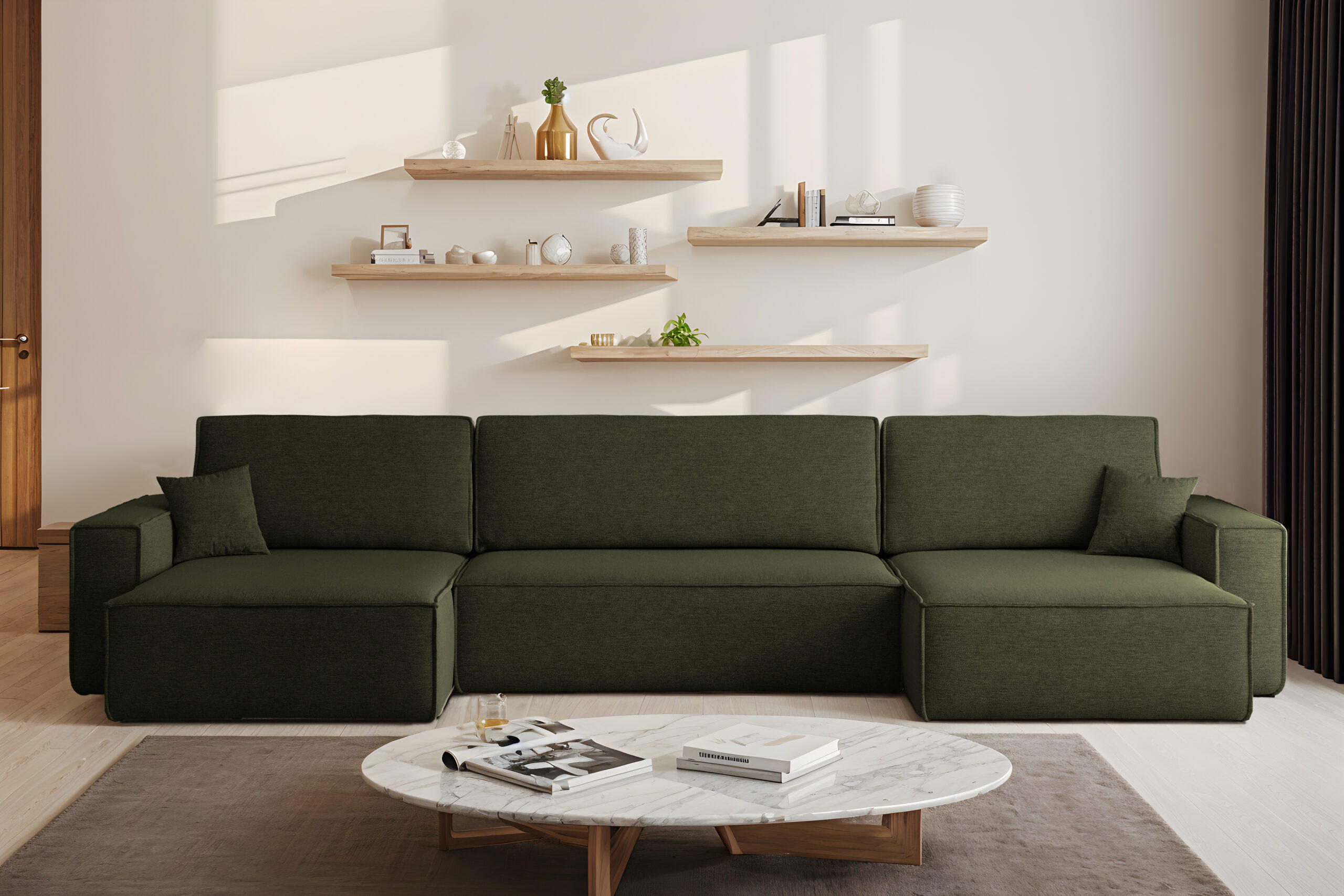 Thumbnail - Kaiser Möbel Ecksofa, Dunkelgrün, Holz, Füllung: Komfortschaum,Komfortschaum, 372x142 cm, Wohnzimmer, Sofas & Couches, W...