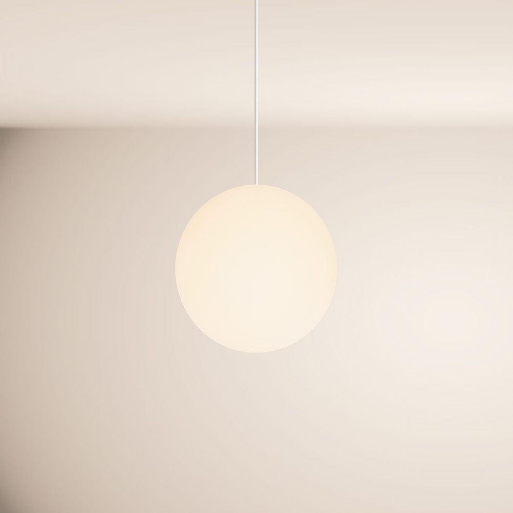 GALERIELEUCHTE Orb 5m Abhängung Weiß/Weiß Ø 30cm - Weiß, Glas (30/30/30cm) - s.luce