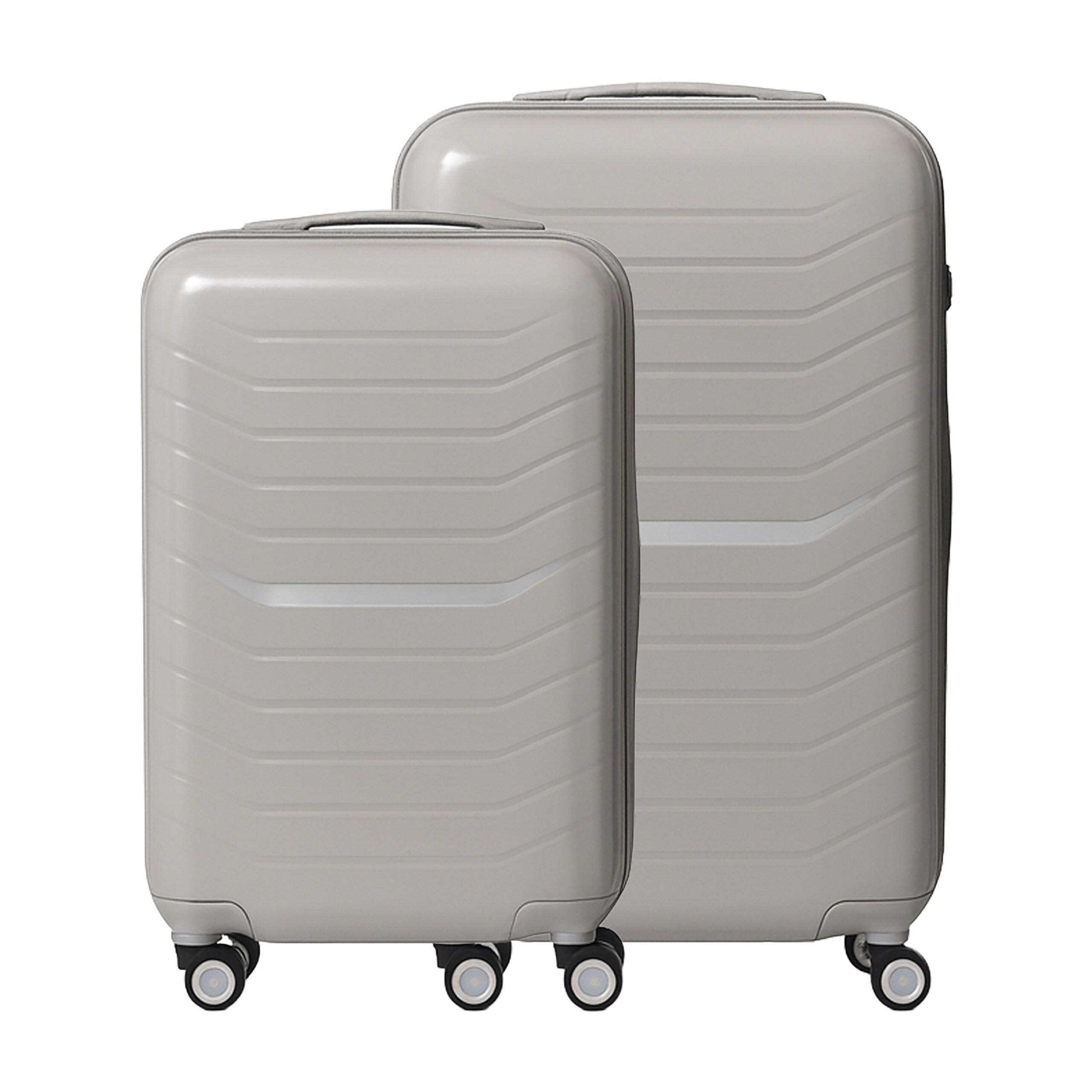 2-TLG.KOFFERSET - Beige, Kunststoff (42/65/25.5cm) - Relaxdays