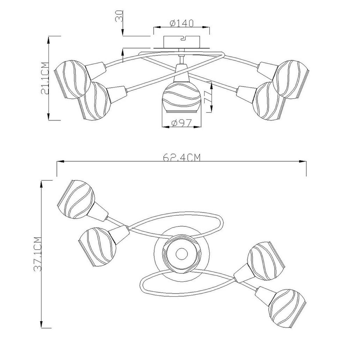 LED DECKENLEUCHTE Metall Grau Glas klar - Grau, Glas (62.4/37.1/21.1cm) - Globo Lighting