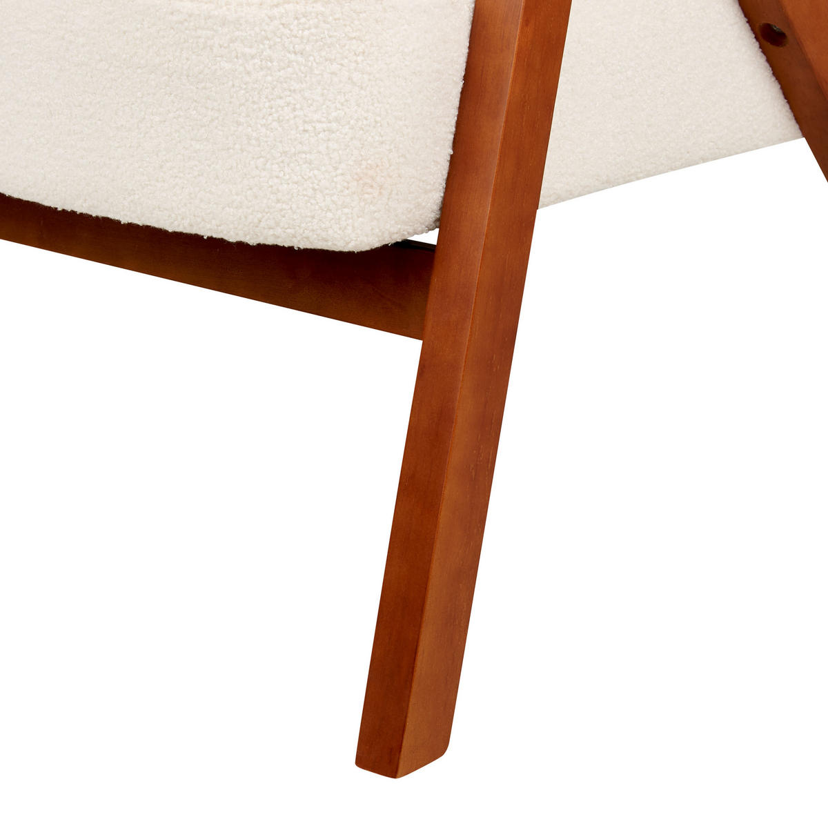 SEESEL Bouclé Weiß Skei - Dunkelbraun/Weiß, Textil (67/69/66cm) - Beliani