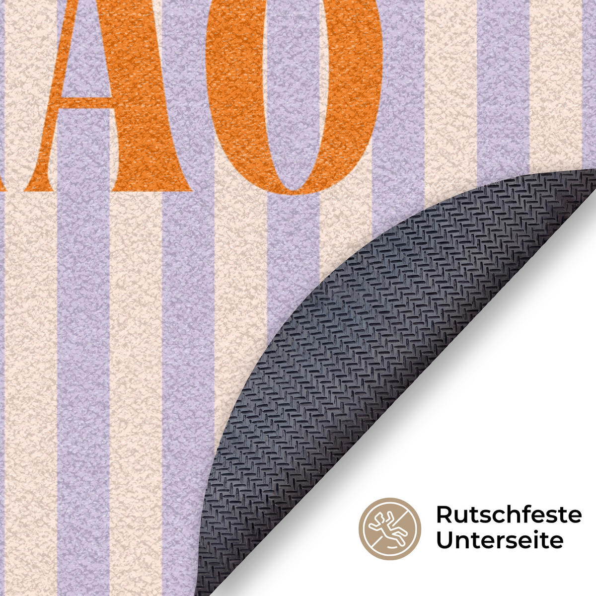 FUSSMATTE Ciao - Zitat - Pastell - Streifen Schmutzfangmatte 120x120 cm - Flieder, Kunststoff (120/120cm) - MuchoWow