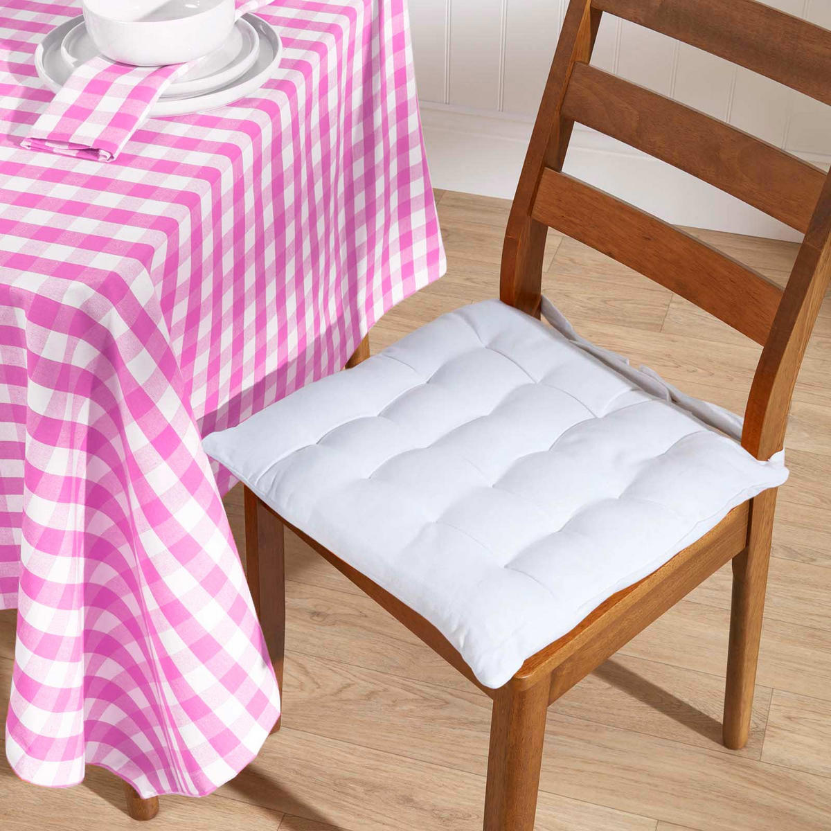 TISCHDECKE Vichy-Karo pink kariert, 137/137 cm - Pink, Textil (137/137cm) - Homescapes