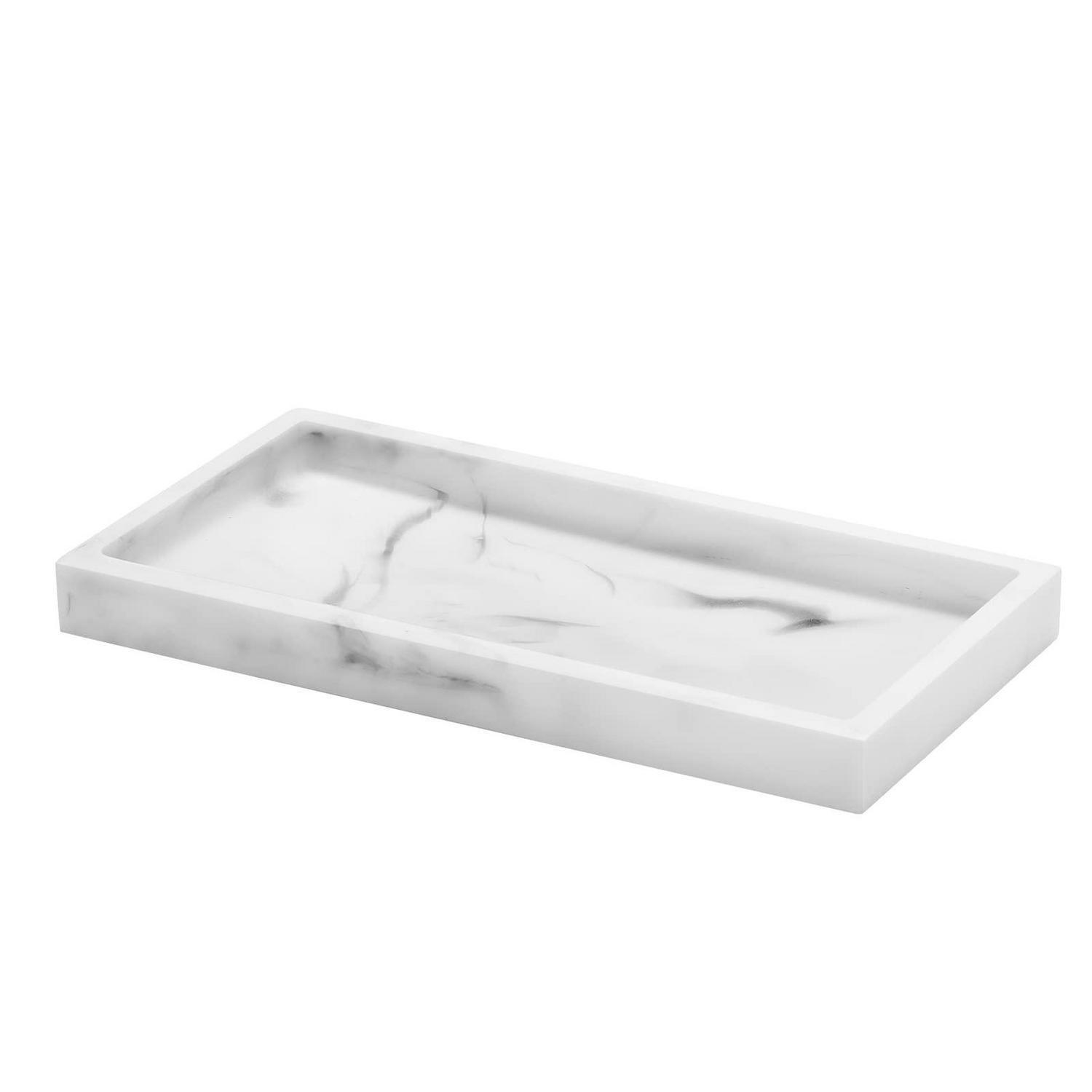 TABLETT Marmoroptik Weiß 20 x 10 cm - Weiß, Kunststoff (10/1.9/20cm)