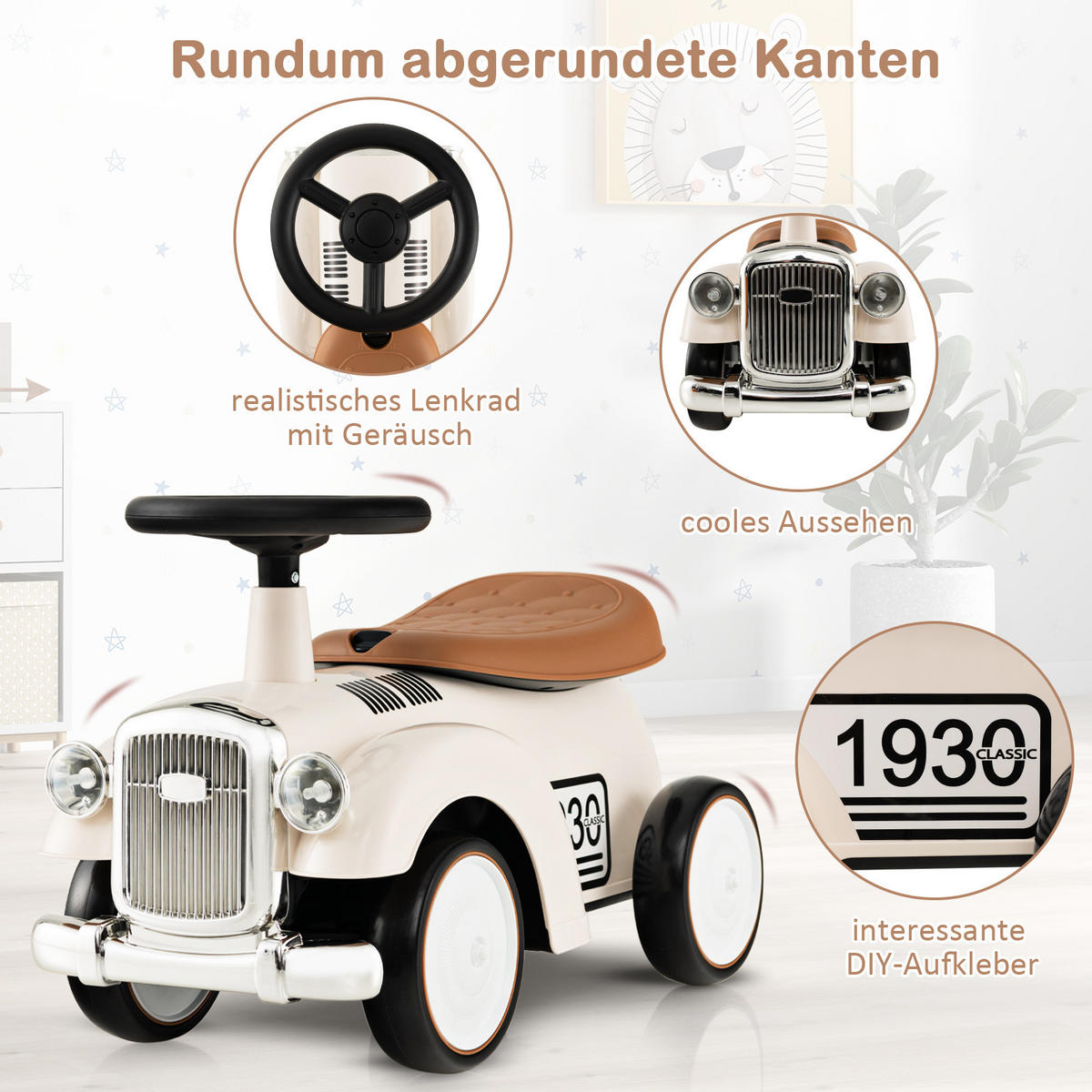 KINDERAUTO Weiß - Weiß, Kunststoff (27/34/58cm) - COSTWAY