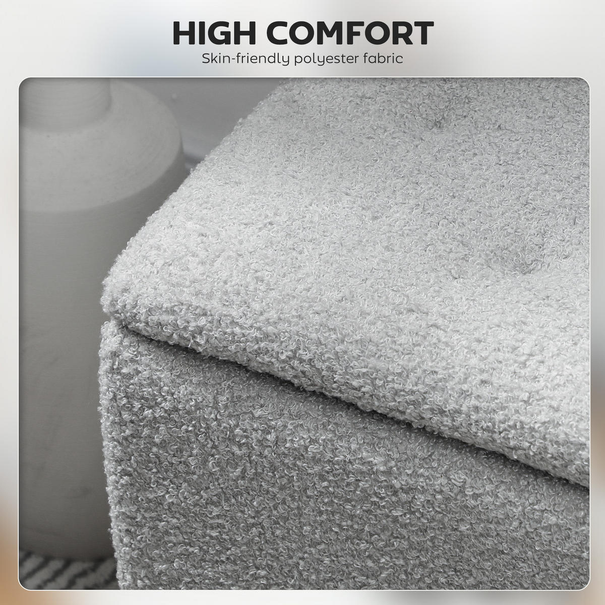 TRUHENBANK Samt, Grau - Grau, Kunststoff (38/45/95cm) - HOMCOM