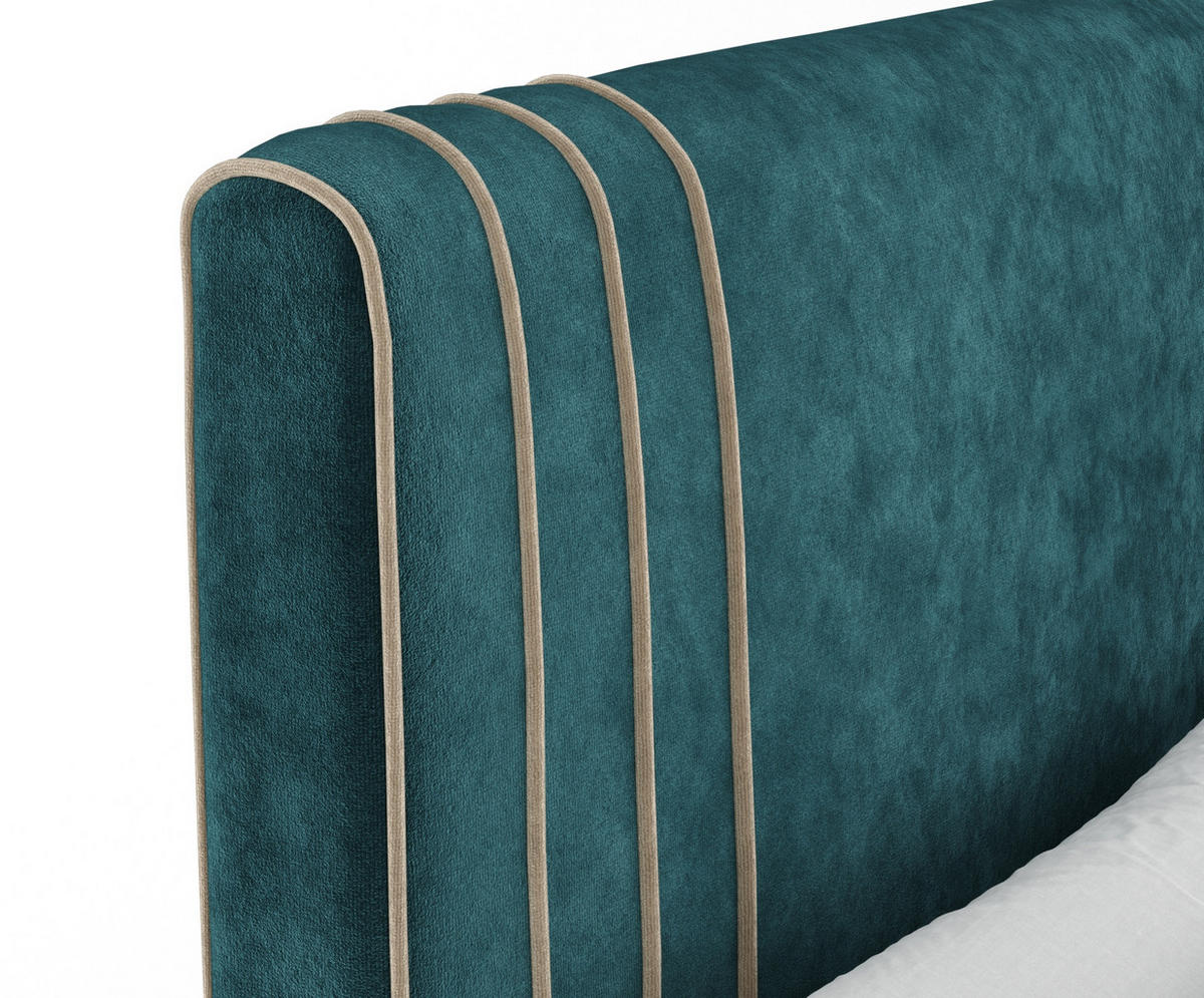 BOXSPRINGBETT Casone Türkisfarben/Beige 140/200 cm mit Latex-Topper - Türkis/Beige, Holz/Holzwerkstoff (140/200cm) - Maison de Reve