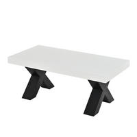 COUCHTISCH DE-37148 mit X-förmigen Beinen und Hochglanzplatte Weiß - Schwarz/Weiß, Holzwerkstoff (100/50/40cm) - ComfortXL