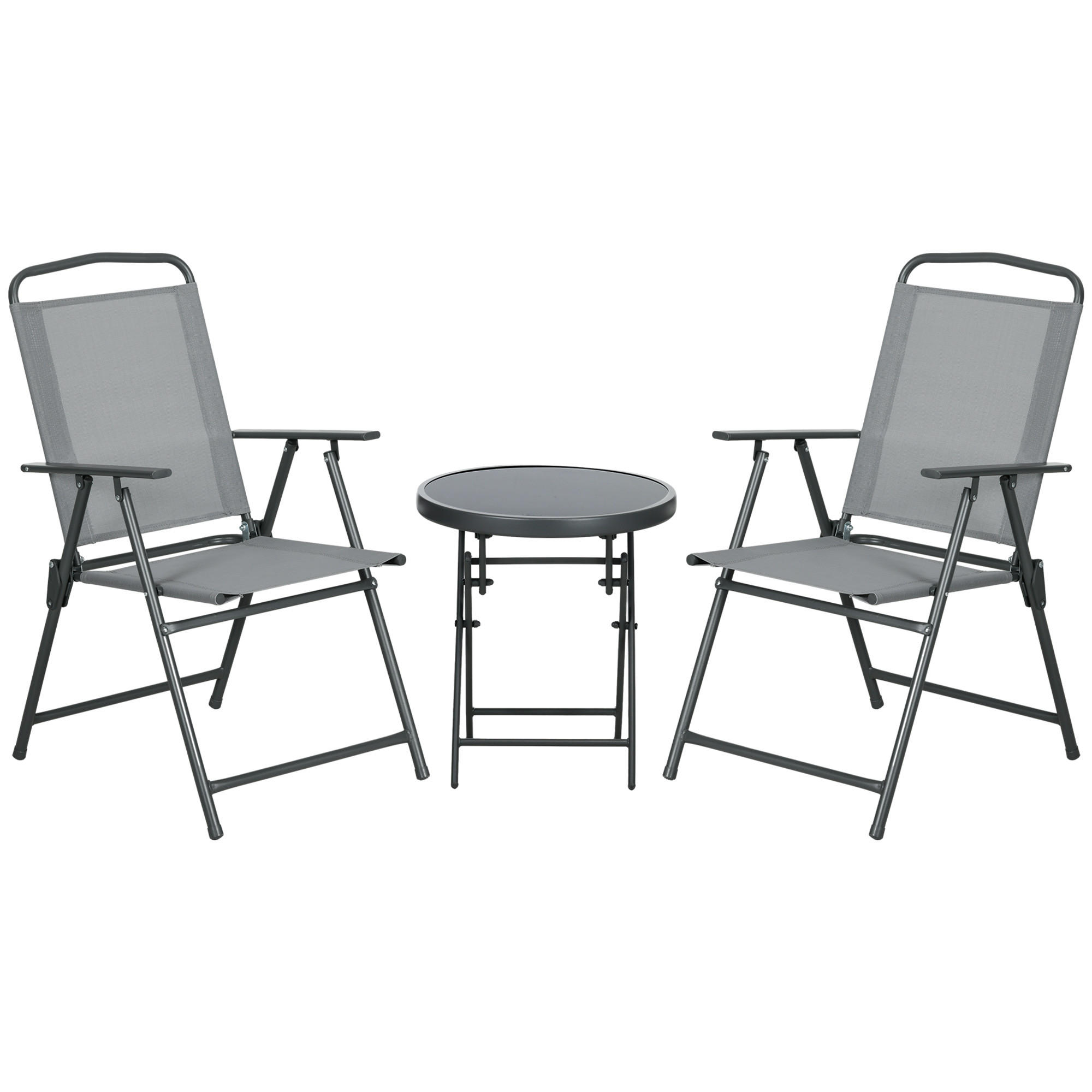 GARTENMÖBEL Set, Metall, Mesh, Hellgrau - Hellgrau, Textil/Metall - Outsunny