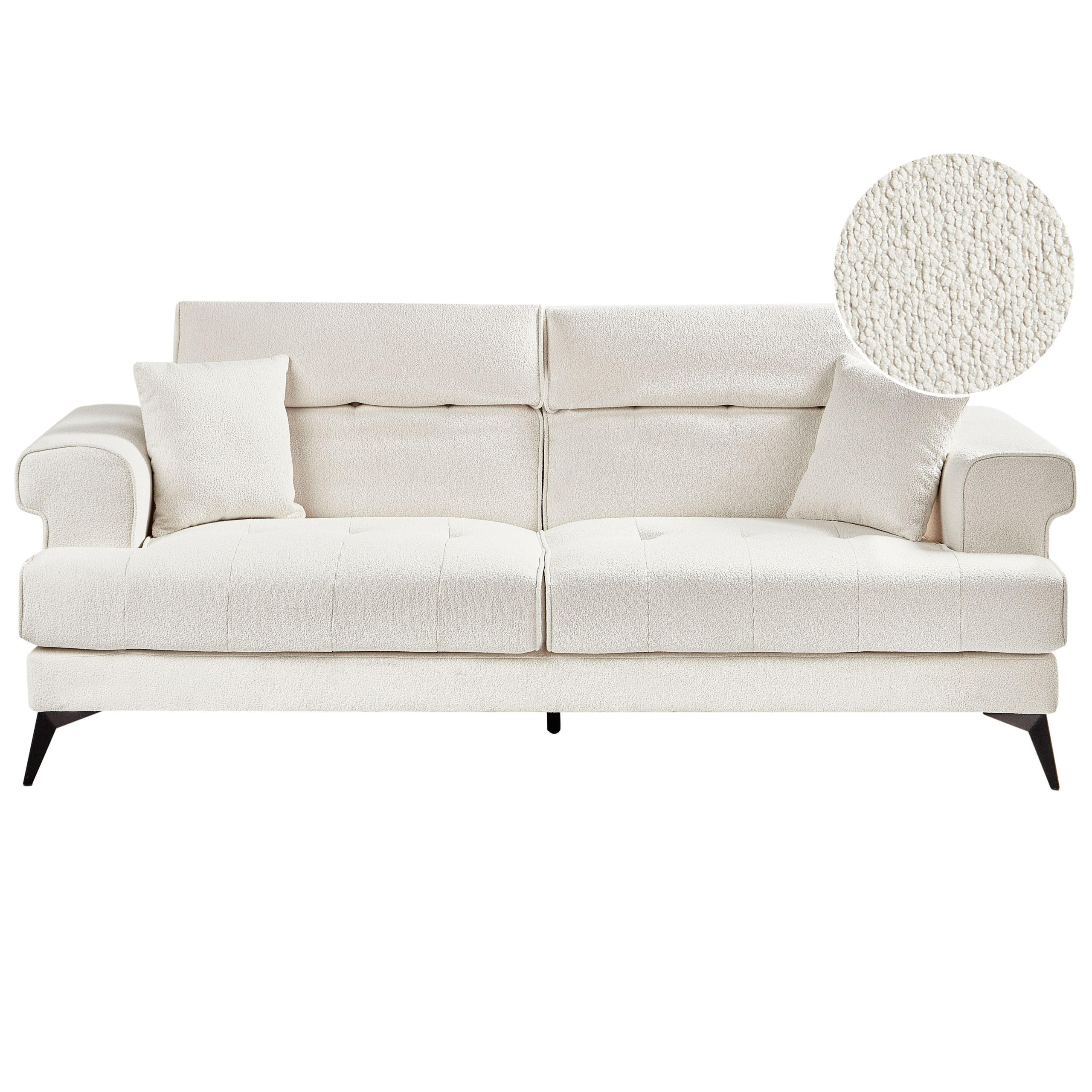 3-SITZER-SOFA Bouclé Weiß Skive - Weiß, Textil (214/88/85cm) - Beliani