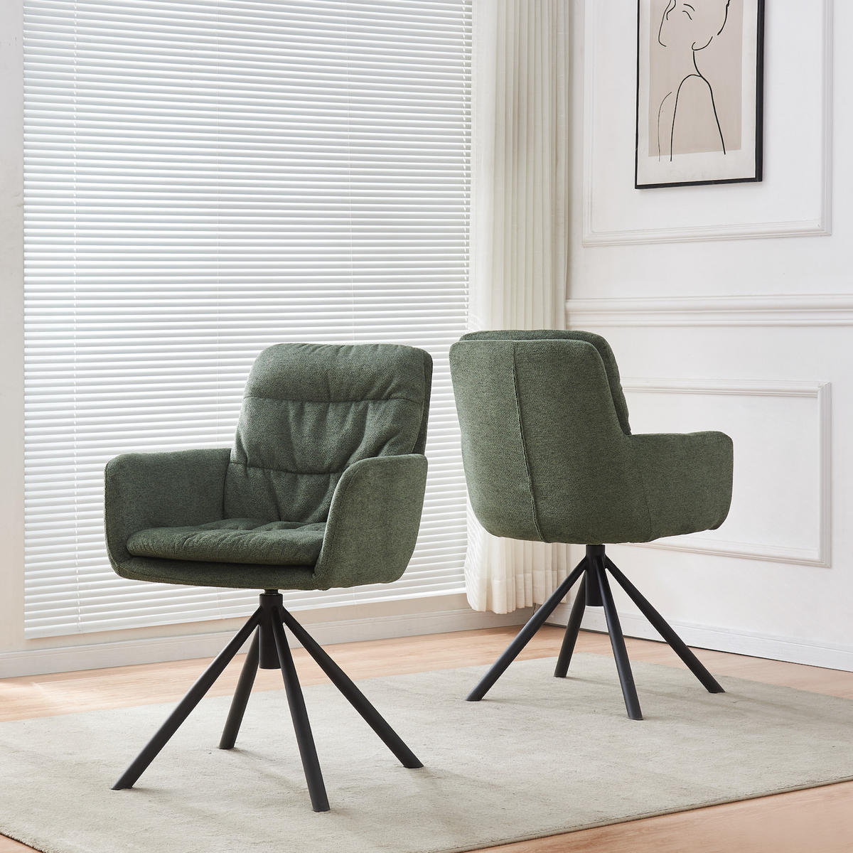 ARMLEHNSTUHL CAZAR Grün - Grün, Textil/Metall (57/90/68cm) - B&D Home