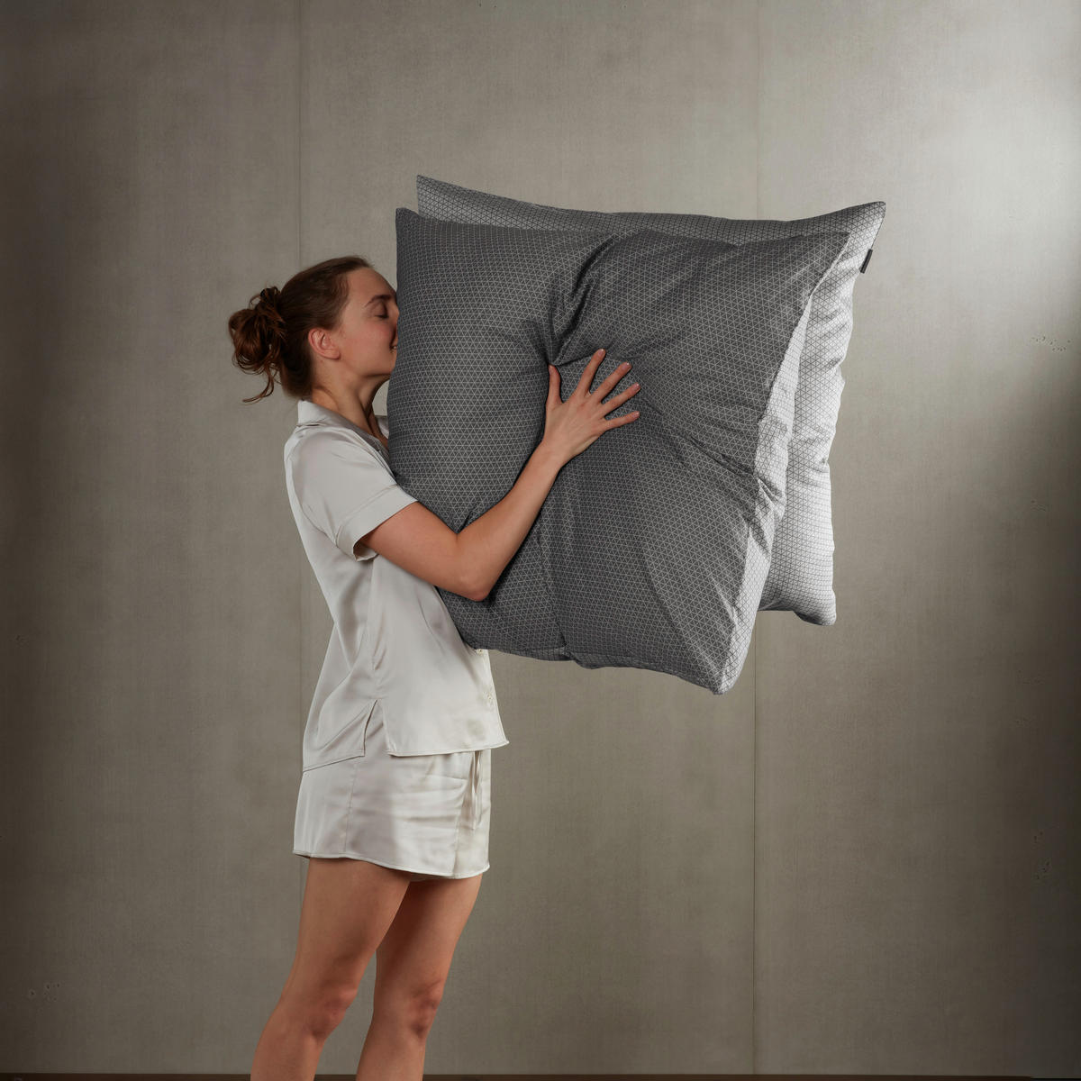 BETTWÄSCHESET Palma - Satin - 2-teilig - 135 x 200 cm - Anthrazit-Silber - Anthrazit, Textil (135/200cm) - SCHIESSER