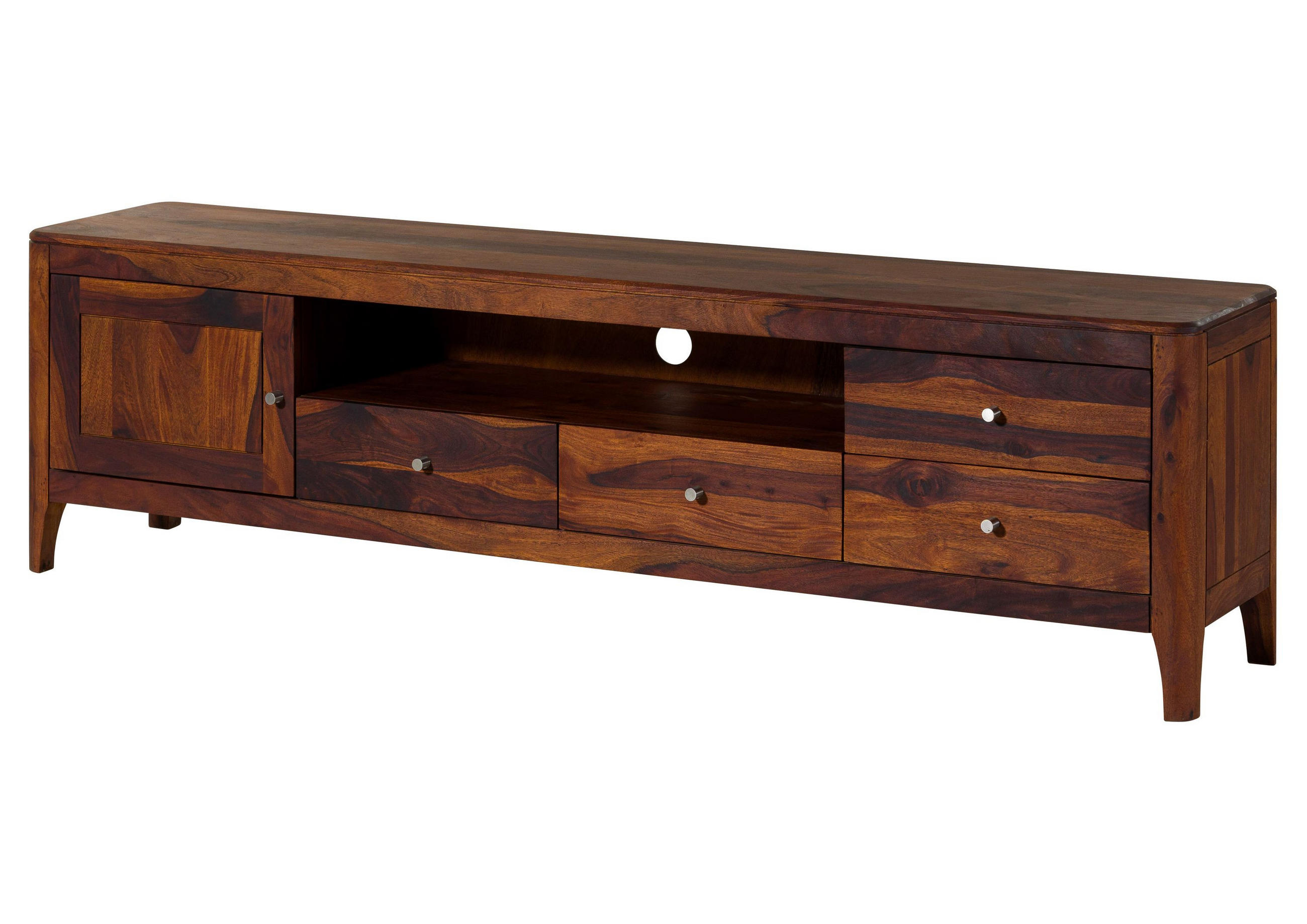 TV-BOARD Sheesham 200x40x55 walnuss geölt BROOKLYN #18 - Dunkelbraun, Holz (200/55/40cm) - Massivmoebel24