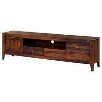 TV-BOARD Sheesham 200x40x55 walnuss geölt BROOKLYN #18 - Dunkelbraun, Holz (200/55/40cm) - Massivmoebel24