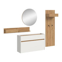 GARDEROBE Flow 4-tlg. (B/H/T: ca. 205/197/32 cm) in Weiß/weiß - Weiß, Holzwerkstoff (205/197/32cm) - Homes & Jones