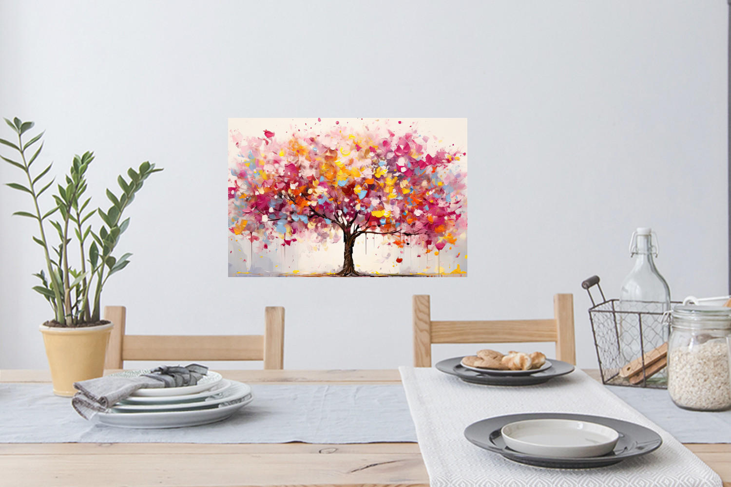 WANDTATTOO Aquarell - Baum - Kunst - Abstrakt 60x40 cm - Multicolor, Kunststoff (60/40/0.1cm) - MuchoWow