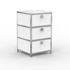BÜRO-STANDCONTAINER, Metall, 40cm, 3 Schubladen, Signalweiss - Chromfarben/Silberfarben, Metall (40/64.6/39.7cm) - Versee