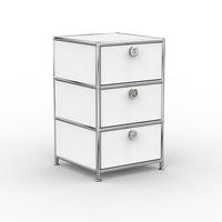 BÜRO-STANDCONTAINER, Metall, 40cm, 3 Schubladen, Signalweiss - Chromfarben/Silberfarben, Metall (40/64.6/39.7cm) - Versee