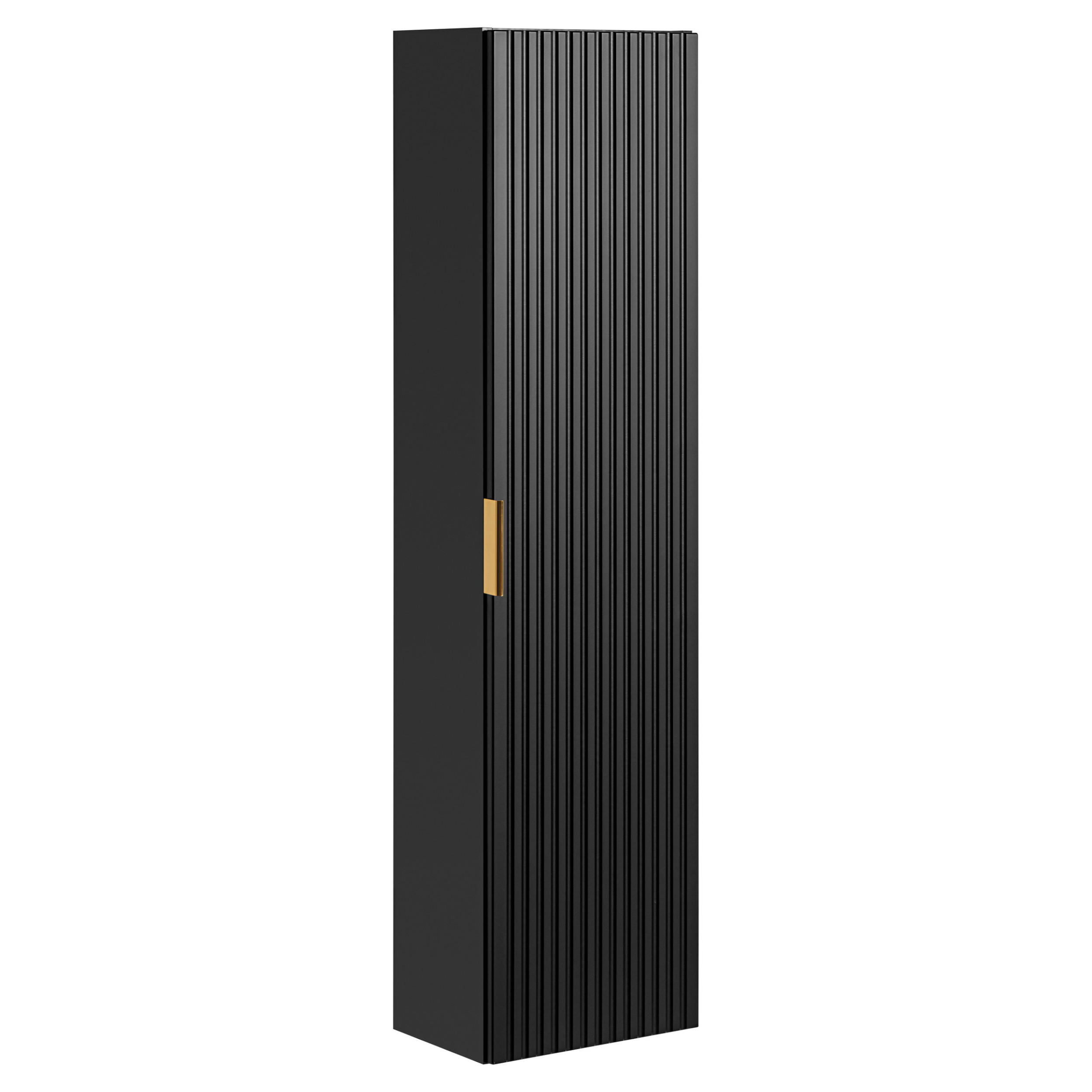 HOCHSCHRANK ADEN SZK1 Profilierte Fronten Schwarz - Schwarz, Holzwerkstoff (35/140/25cm) - Komodee