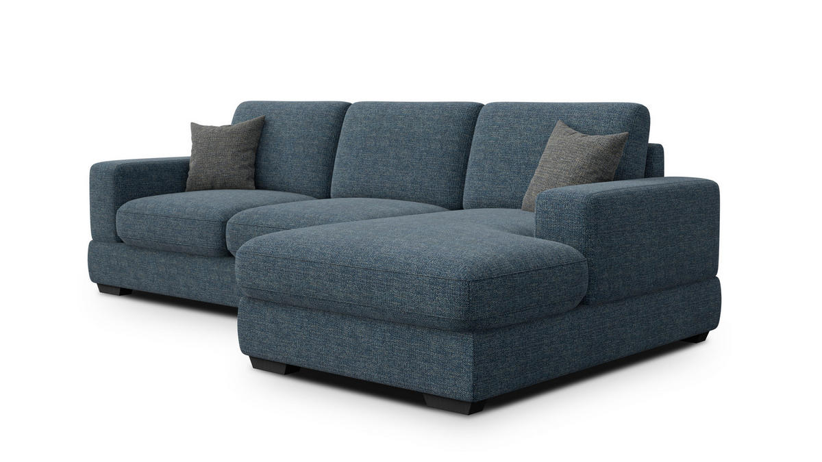 ECKSOFA OTTO 4-Sitzer, marineblau - Blau/Schwarz, Holz/Textil (279/159cm) - Courtois Laville