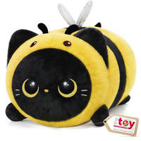 PLÜSCHKISSEN Schwarze Katze Biene 40 cm - Multicolor, Textil (27/40cm)