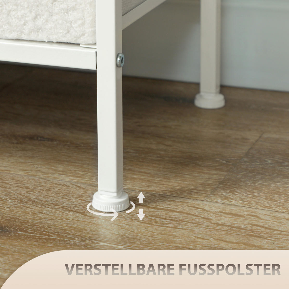 KOMMODE, Aufbewahrungsschrank mit 8 Schubladen aus Stoff, Stahlrahmen, Cremeweiß - Goldfarben/Creme, Textil/Metall (30/76/110cm) - HOMCOM
