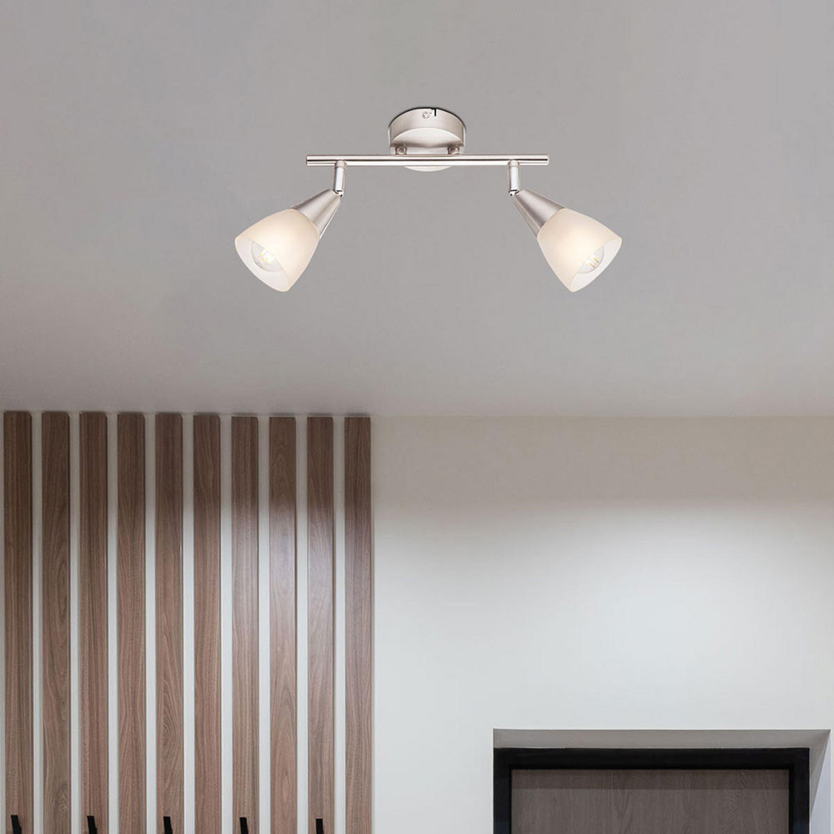 DECKENLEUCHTE Nickel Matt Silber - Silberfarben, Metall (25.5/8/19cm) - Globo Lighting