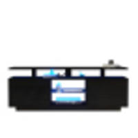 TV-SCHRANK Schwarz mit Hochglanz-Türen, appgesteuerter LED-Beleuchtung und offenem Stauraum 140 × 35 × 55 cm - Schwarz, Holzwerkstoff (140/55/35cm) - Luhomfu