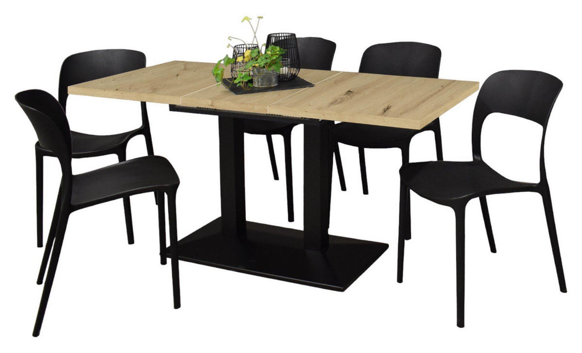 BISTROTISCH ausziehbar Eleen 120x70x72 Schwarz/Asteiche - Schwarz/Eiche Artisan, Metall (120/70/72cm) - 58aufmkessel