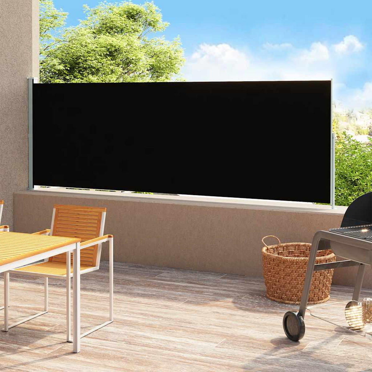SEITENMARKISE Ausziehbar 180x500 cm Schwarz - Schwarz, Textil (500/180/500cm) - furnicato