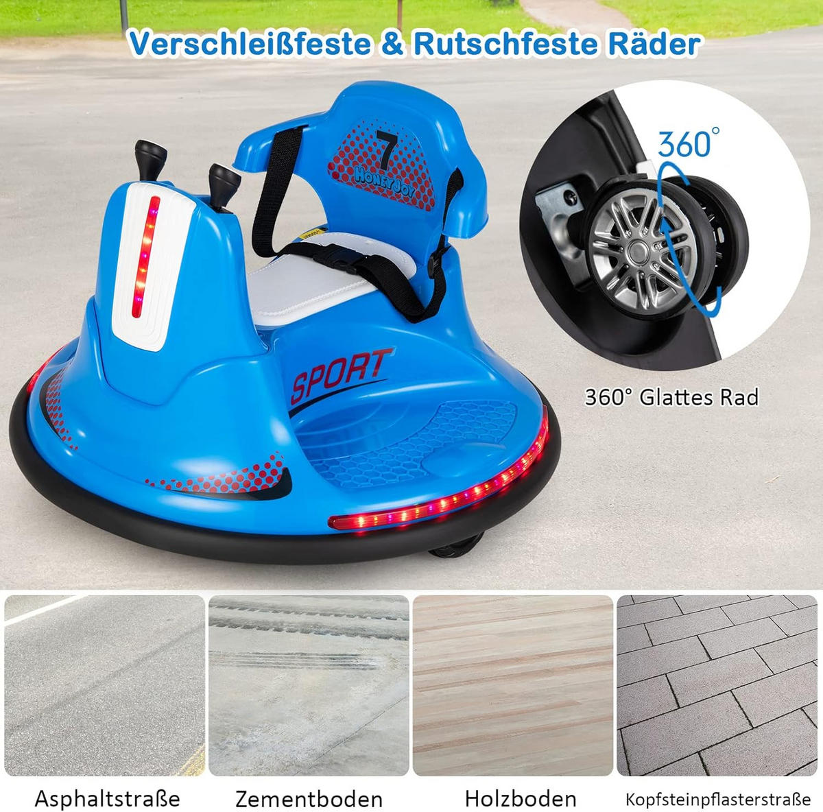 AUTOSCOOTER Aufsitz Kinder Blau - Blau, Kunststoff (66.5/47.6/66.5cm) - COSTWAY