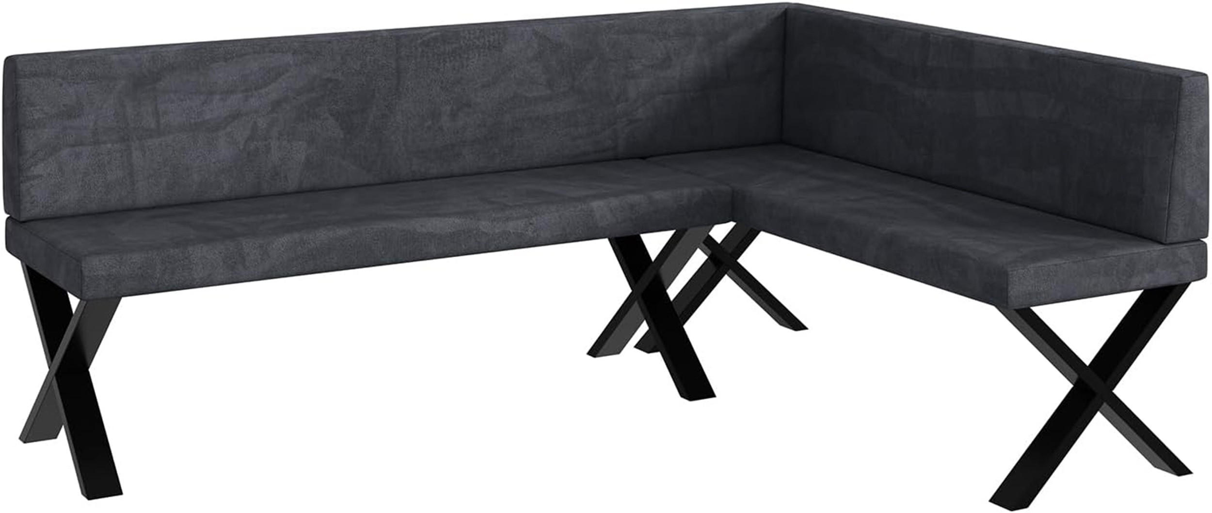 Meblini Eckbank Dunkelgrau 196x142 cm