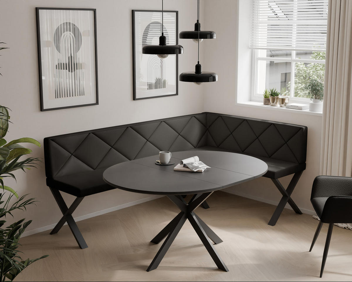 ECKBANK rechts VERO X Kunstleder gesteppt, 196/142 cm Anthrazit - Anthrazit, Kunststoff/Textil (142/196cm) - Idohome