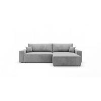 ECKSOFA VIENNA rechts grau Cord Poso 55 - Schlaffunktion, Bettkasten - Grau, Textil (285/184cm) - Cornero