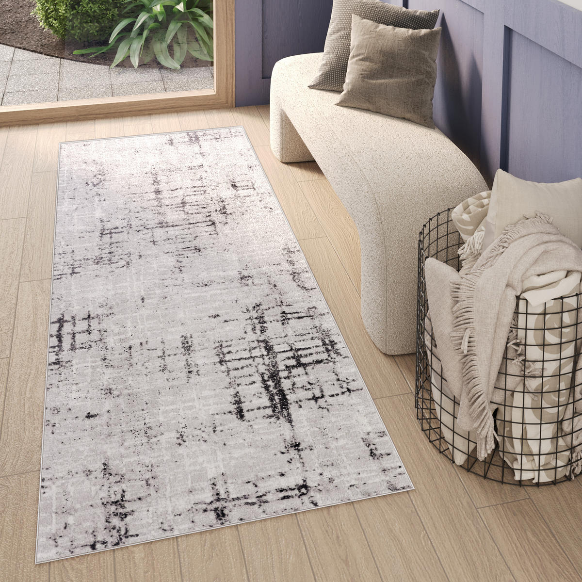 TEPPICHLÄUFER SKY hellgrau vintage 100/250 cm - Hellgrau, Textil (100/250cm) - Tapiso