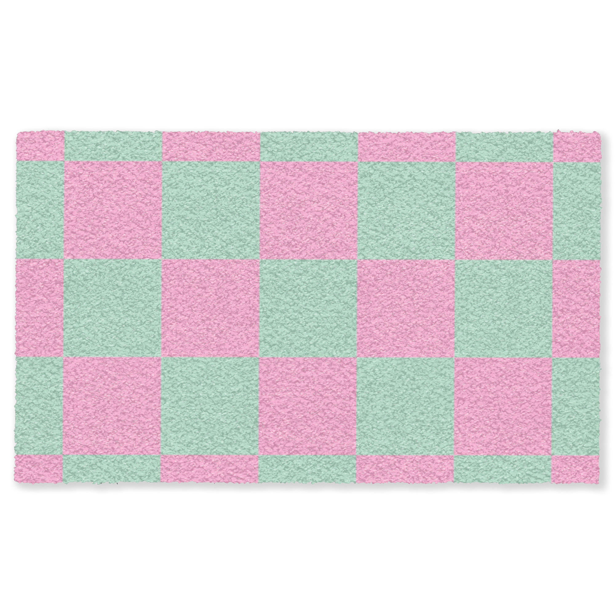 FUSSMATTE Schachbrettmuster - Grün - Rosa - Würfel Fußabtreter 150x90 cm - Mintgrün, Kunststoff (150/0.4cm) - MuchoWow