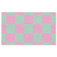 FUSSMATTE Schachbrettmuster - Grün - Rosa - Würfel Fußabtreter 150x90 cm - Mintgrün, Kunststoff (150/90cm) - MuchoWow