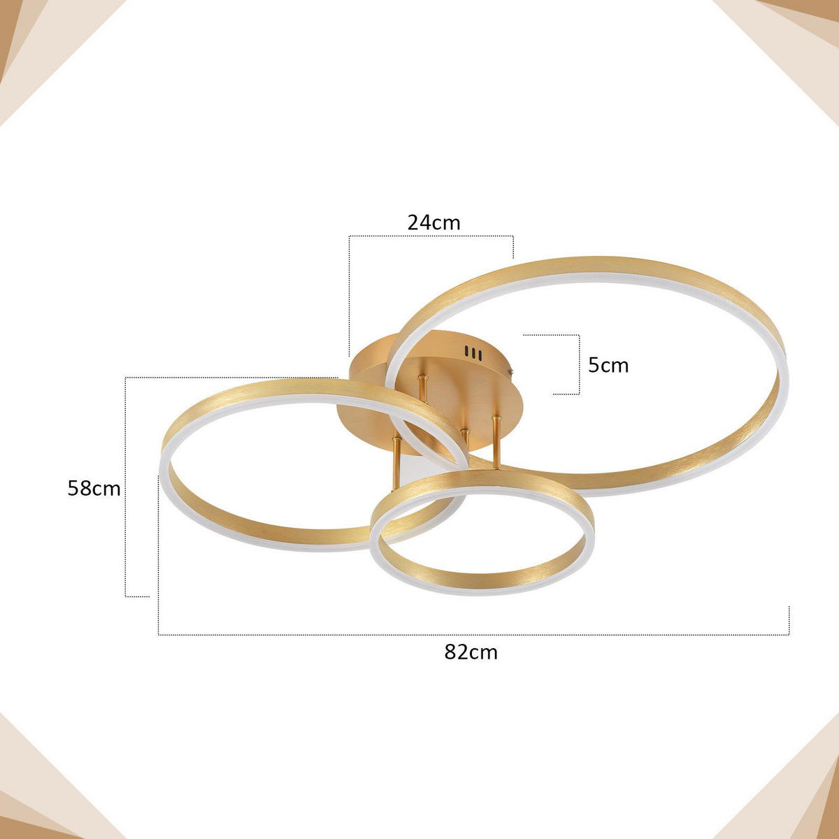 LED-DECKENLEUCHTE Macchia 58/82/24cm - Goldfarben, Metall (82/58/24cm) - Nettlife