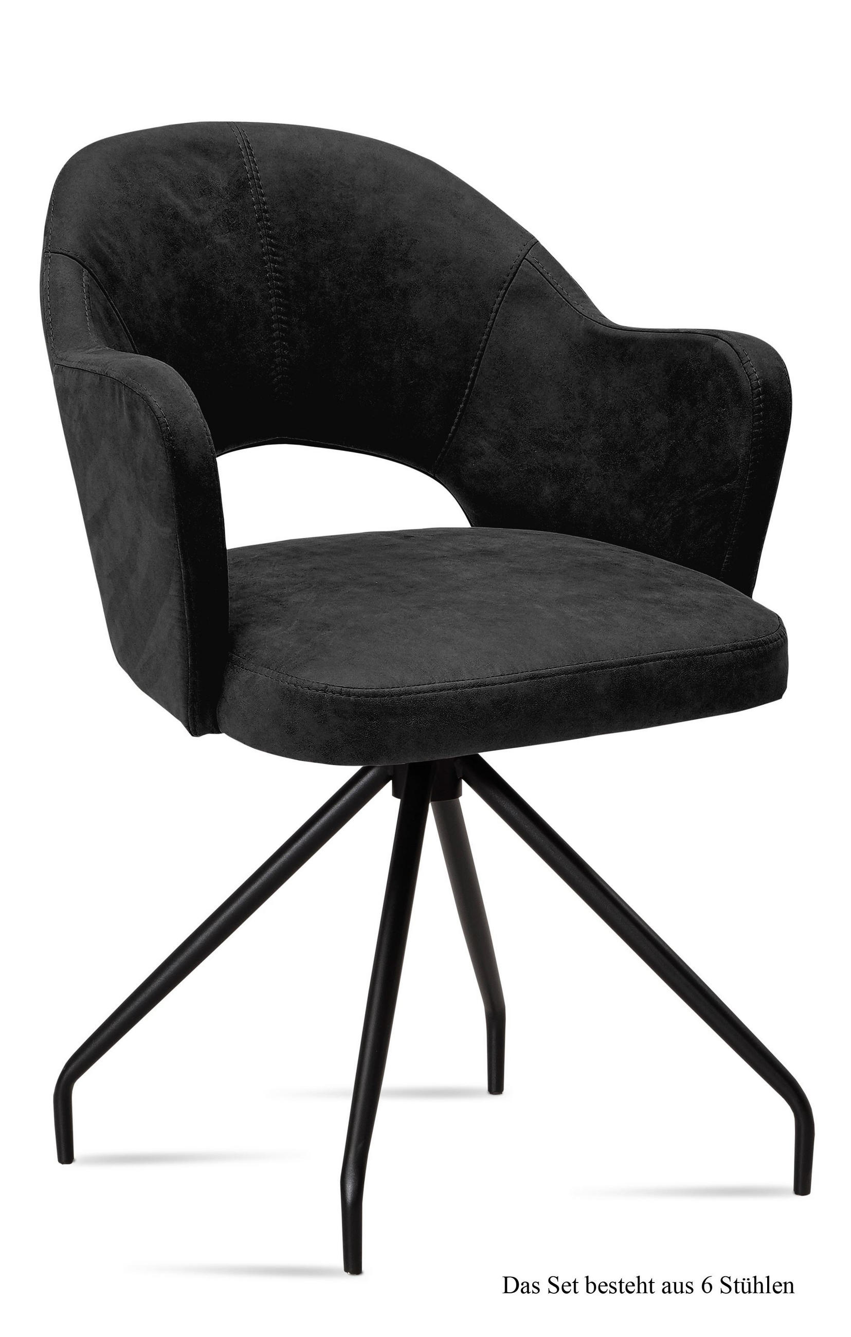 ARMLEHNSTUHL (6er-Set) Dikana 59x87x61 Schwarz/Anthrazit - Anthrazit/Schwarz, Kunststoff (61/87/59cm) - 58aufmkessel