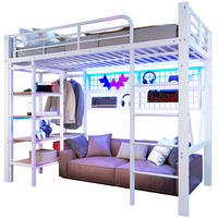 HOCHBETT 90/200 cm in Weiß mit LED-Beleuchtung, Ablage und Kleiderstange - Weiß, Metall (90/200cm) - Flora Grace