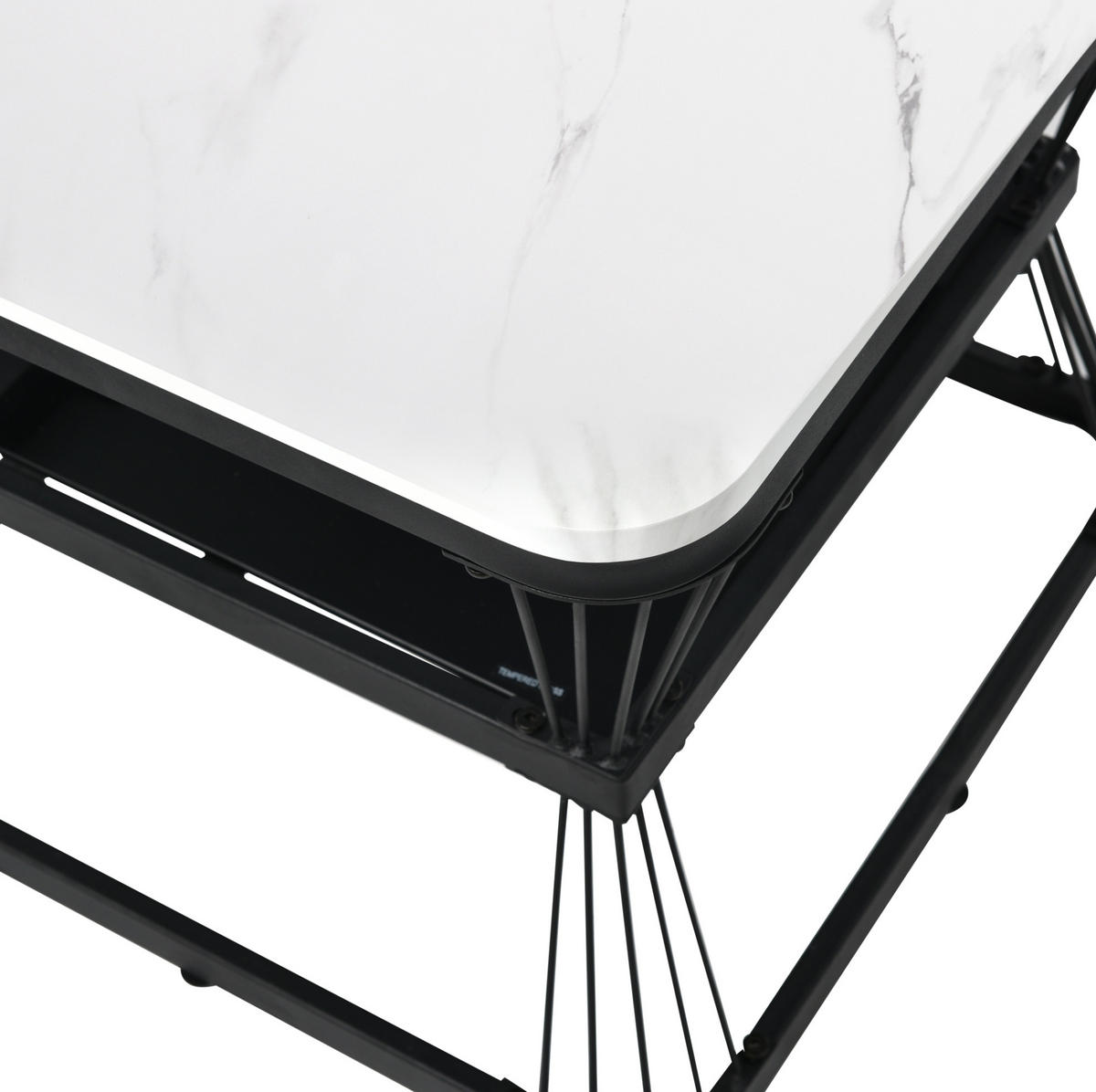 COUCHTISCH 65/45 cm weiß aus MDF in Marmoroptik mit Stahlgestell - Weiß, Holzwerkstoff (65/65/45cm) - OKMYHOME