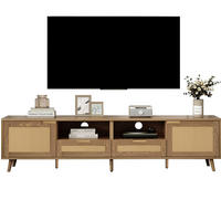 TV-LOWBOARD 200/37/49 cm mit 2 Schubladen und Rattangeflecht-Optik - Braun, Holzwerkstoff (200/49/37cm) - BEAOK