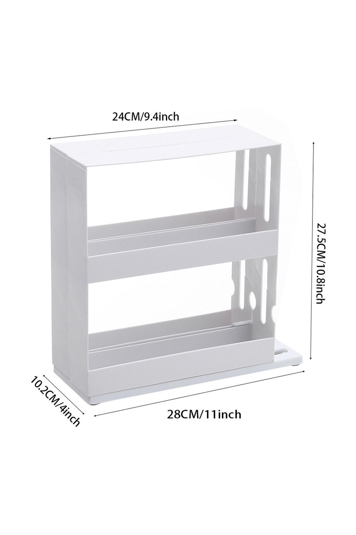 GEWÜRZREGALE Ausziehbare und drehbare mit Schienen aus weißem Kunststoff 26,5 x 13,2 x 26,1 cm - Weiß, Kunststoff (26.5/26.1/13.2cm) - Livingandhome