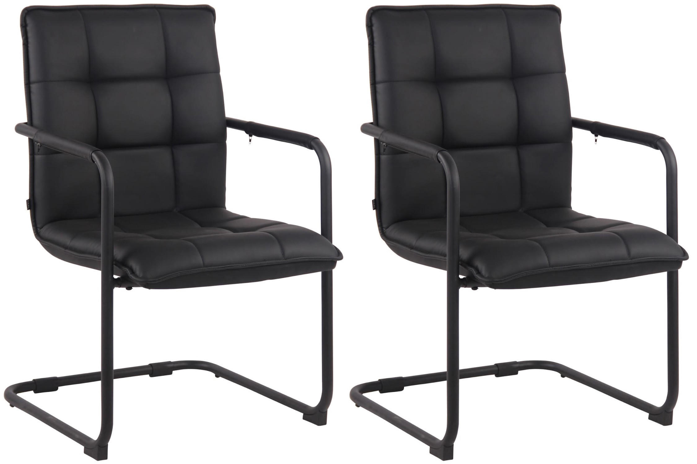 BESUCHERSTÜHLE Gant - 2er Set Kunstleder schwarz schwarz - Chromfarben/Schwarz, Textil/Metall (57/89/64cm) - TPFLiving