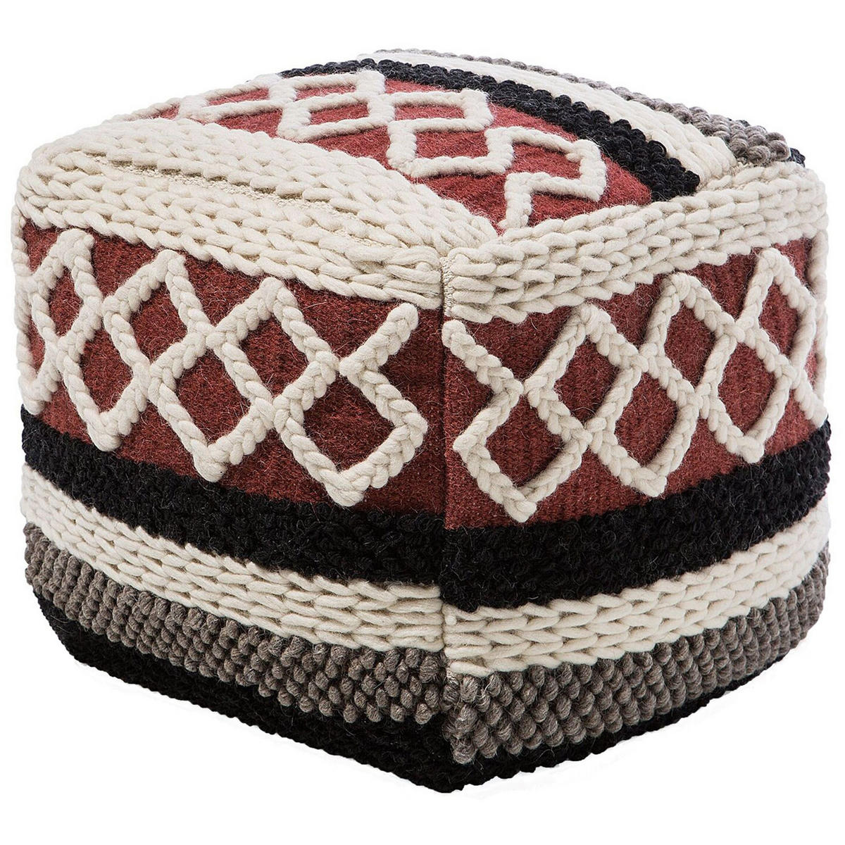 POUF Sagar 48/48/42 cm - Multicolor, Naturmaterialen/Textil (48/42/48cm) - Beliani
